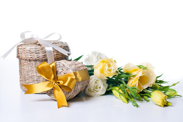 Two wicker gift boxes