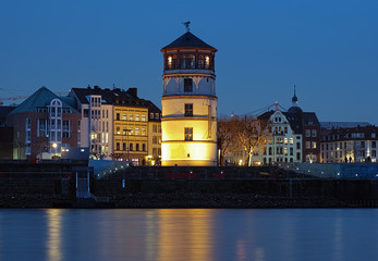 Evening view of Schlossturm in Dusseldorf, Germany