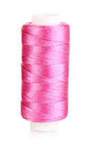 Pink bobbin thread isolated on white