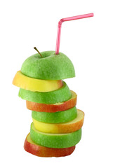 Stack of apple slices with straw