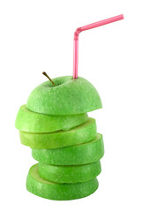 Stack of apple slices with straw