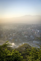 Sunrise over Katmandu city, Nepal.