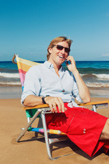 Business Man on the Beach in Hawaii
