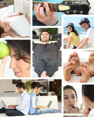 Mosaic of different daily activities