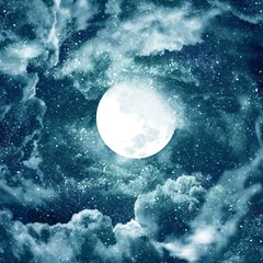 Papier Peint photo Lavable Ciel lune dans le ciel bleu