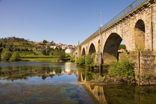 Bridge of Ponte da Barca, ancient portuguese village, on Minho r