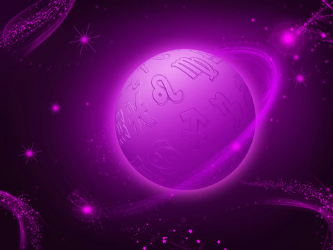 Zodiac planet background purple