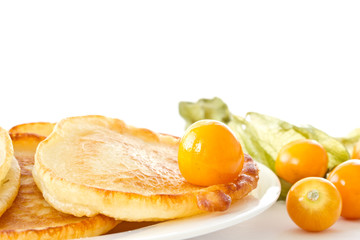 pancakes with berries physalis
