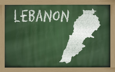 outline map of lebanon on blackboard
