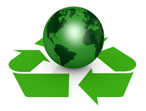 symbol of recycling and earth globe