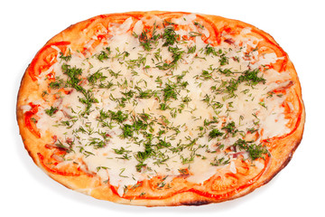 oval pizza with cheese