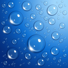 Water drops on blue