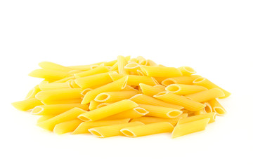 Pasta Penne isolated on white background.