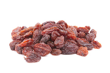 Raisins isolated on white background.