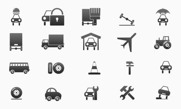 collection of the gray car icons