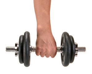 Hand with dumbbells