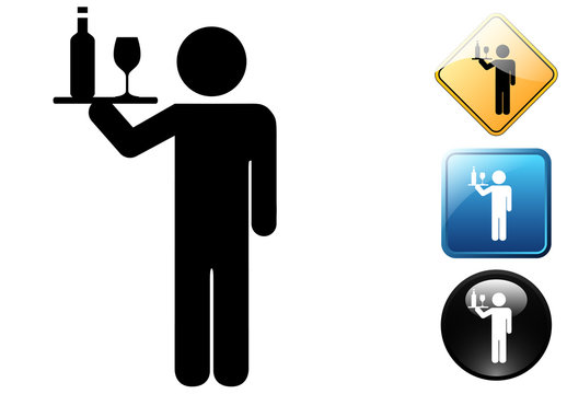 Waiter pictogram and icons