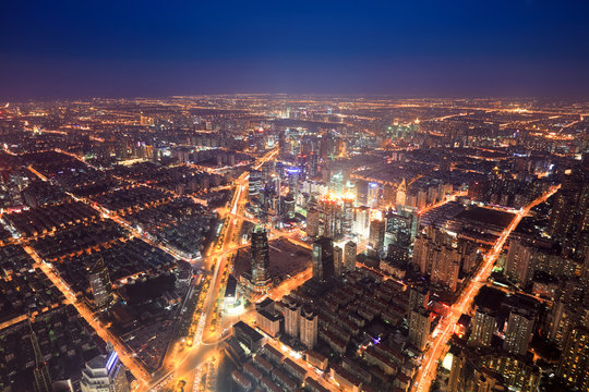 aerial view of the bright lights of city © chungking