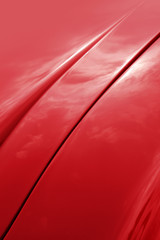 Red car shiny bonnet