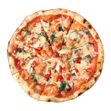 Top view of pizza vegetarian