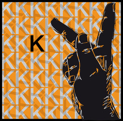 Sketch of Sign Language Hand Gestures, Letter k