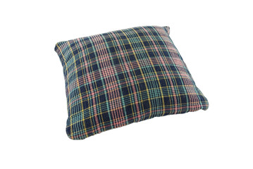 Pillow blue shade plaid on white background.
