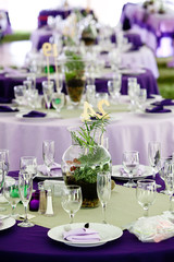 Wedding tables in Green and Purple