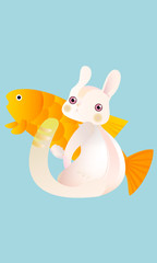 The Rabbit cat catching her fish