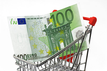 euro in einkaufswagen