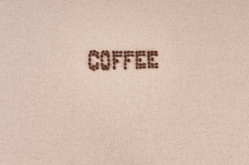 Menu background: coffee beans on canvas