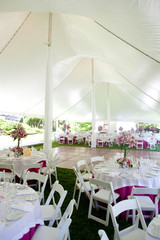 Inside a wedding tent