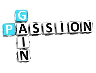 3D Gain Passion Crossword text