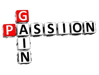 3D Gain Passion Crossword text