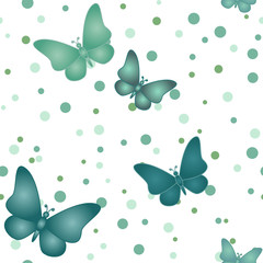 Seamless blue grey butterfly pattern