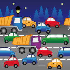 Fototapeta premium cars on the highway. seamless vector pattern