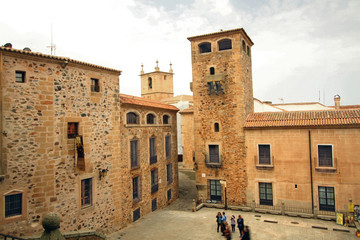 Palacio de ciudad antigua de Cáceres, España