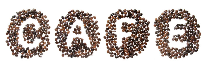 Coffe beans used to spell the word cafe