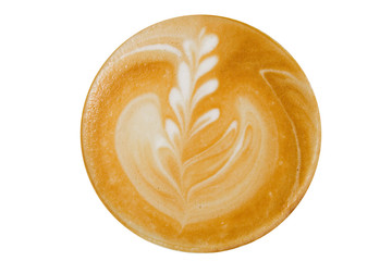 Art coffee cappuccino, top view