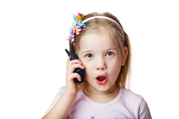 Full isolated studio picture from a little child with cell