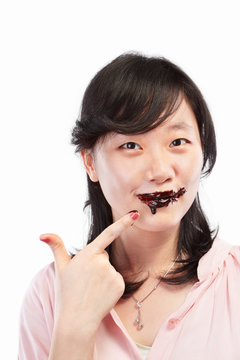 Asian lady and chocolate