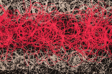 woolen intertwined threads (yarn) on fabric background