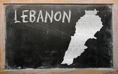 outline map of lebanon on blackboard