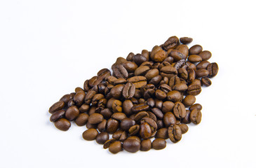 Coffee beans on white background