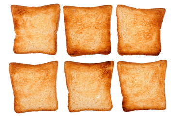 set of toast bread on white
