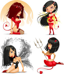 set of sexy devils vector illustration