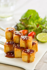 Barbecue Tofu with salad