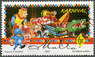 MALTA - 2001: A stamp printed by Malta shows Carnival