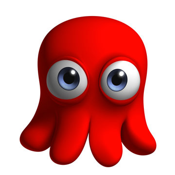 3d Red Octopus