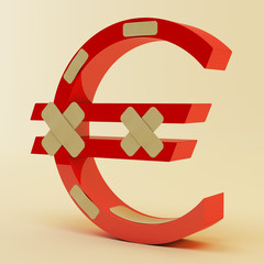 Euro sign with bandage