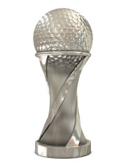 Silver trophy with stars and golf ball